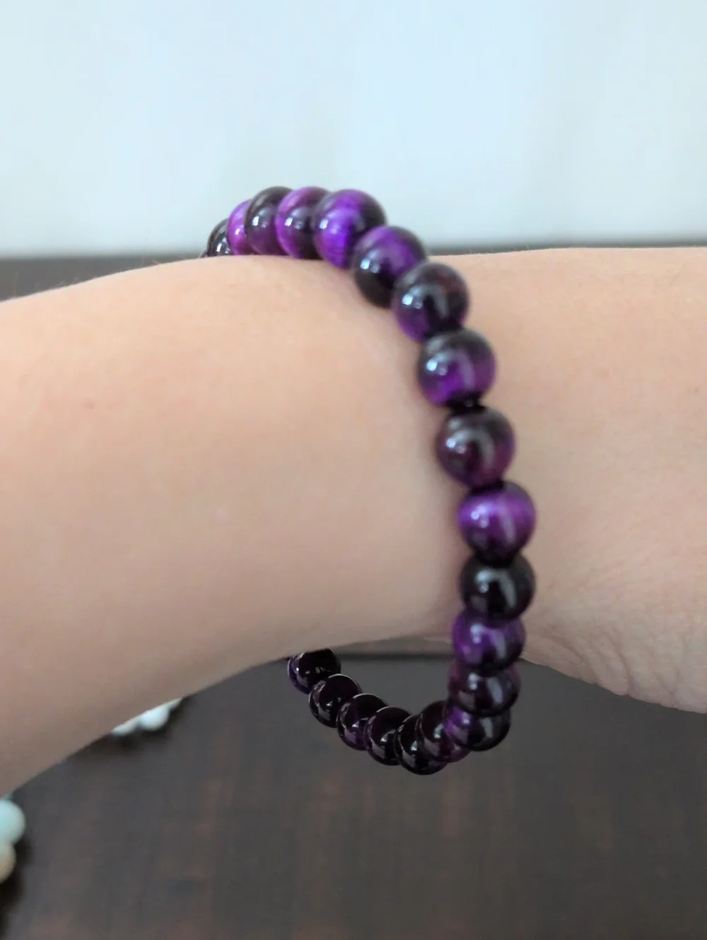 Purple Beaded Stretch Bracelet - Women's Jewelry
